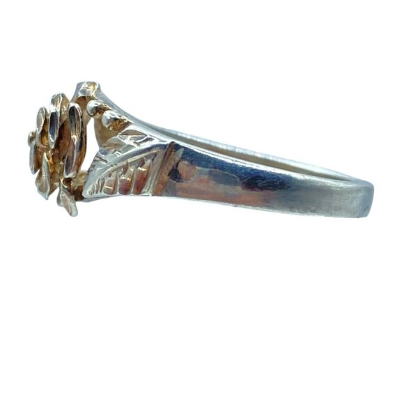 Vintage Sterling Silver 3D Rose Etched Ring Size 9 Signed NV Floral - Picture 7 of 11